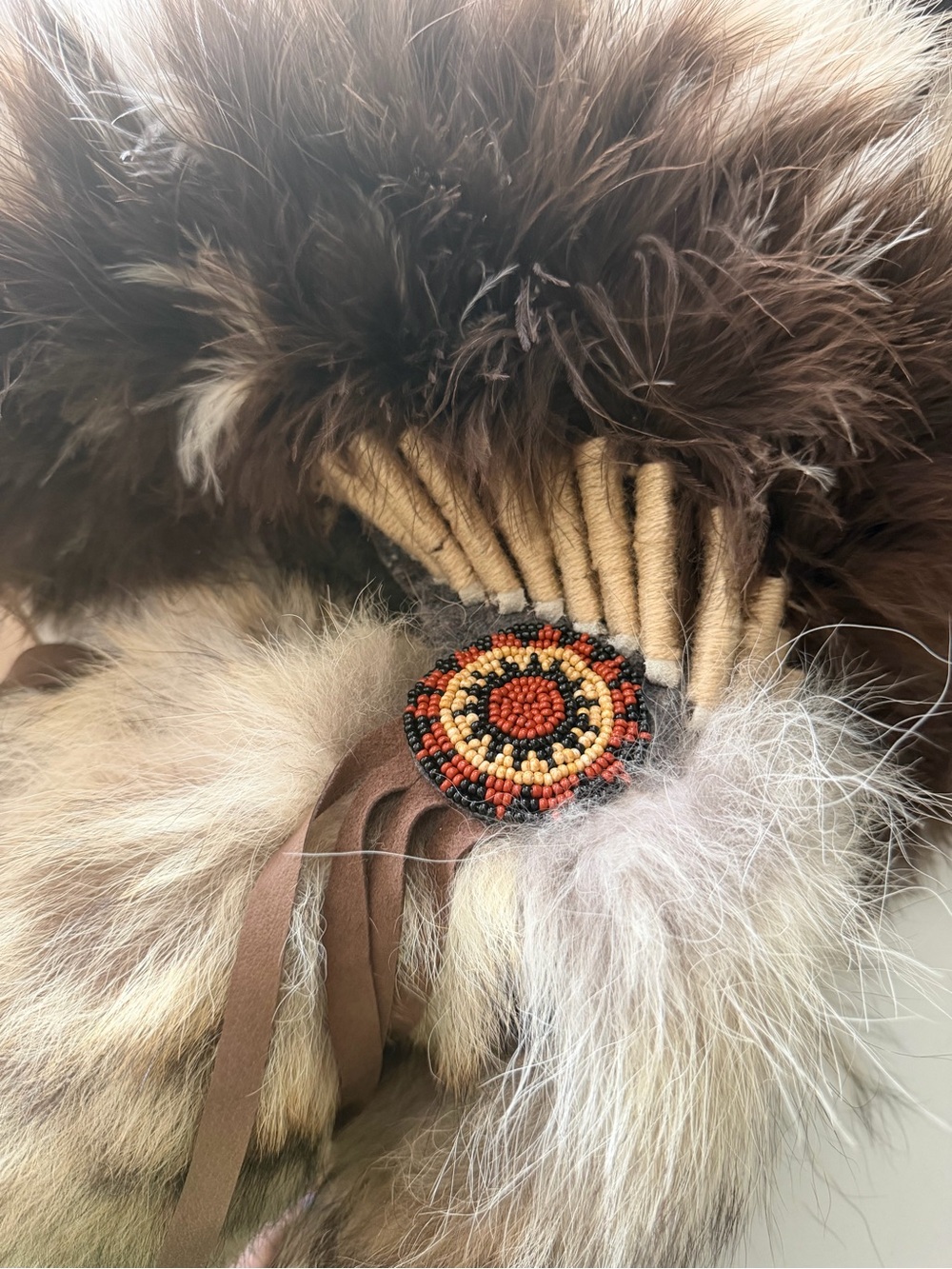 Navajo Coyote Eagle Feather Halo Headress - Picture 6 of 16